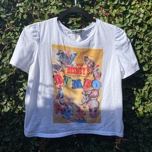 Zara Disney Dumbo vintage puff sleeve crop top